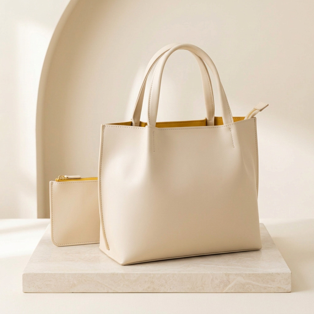 Pretty Pink Tote Bag for Women by Orvessa - Ivory Cream