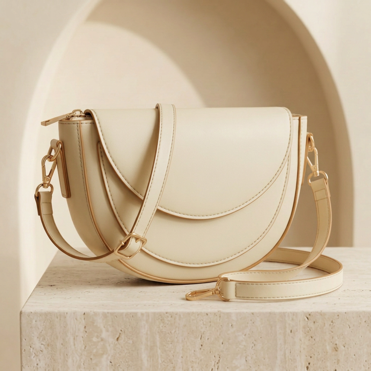 Stylish Black Crossbody Bag for Women by Orvessa - Ivory Cream
