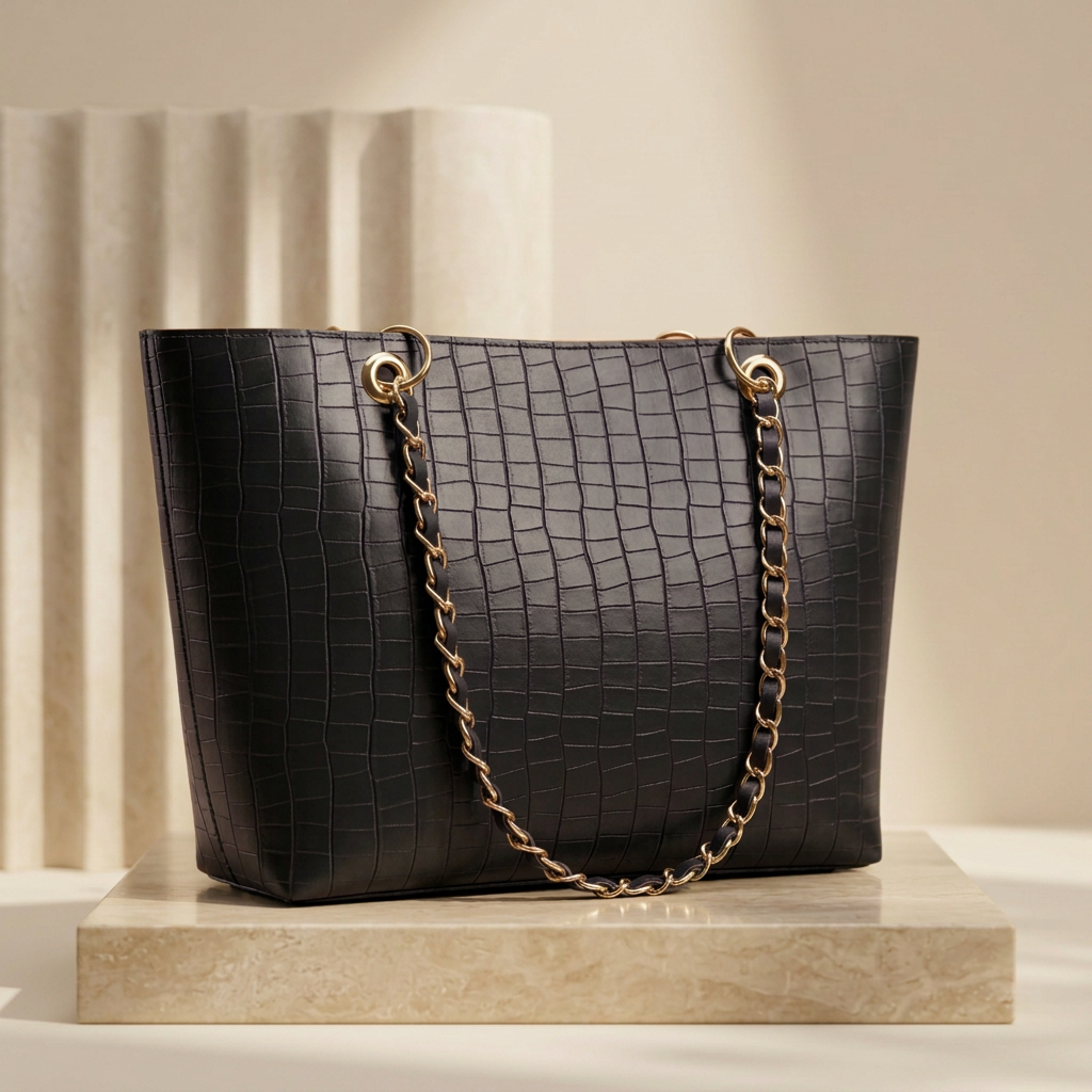 Peach Glow Elegant Ladies Bag by Orvessa - Ink Black