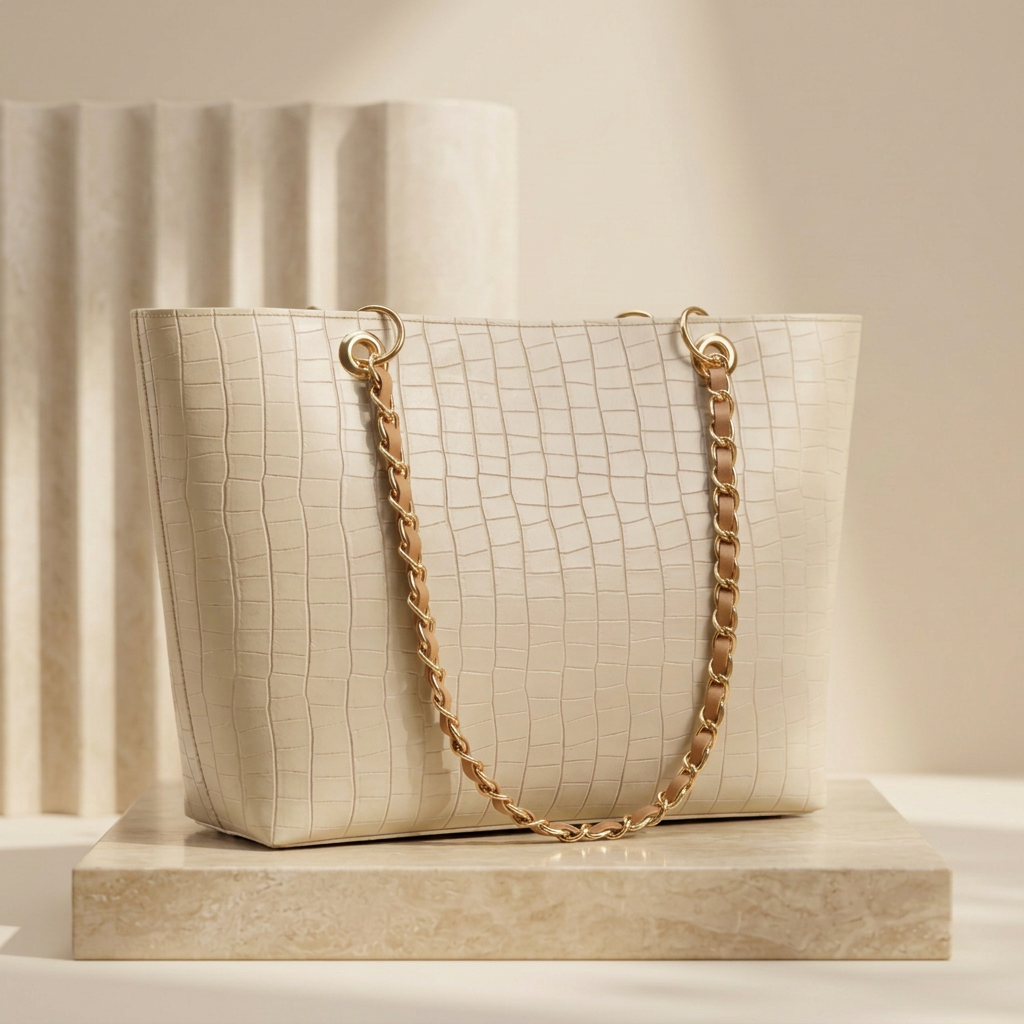 Peach Glow Elegant Ladies Bag by Orvessa - Ivory Cream
