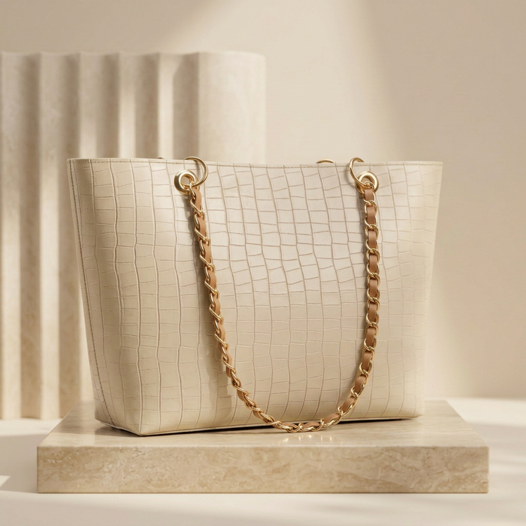 Peach Glow Elegant Ladies Bag by Orvessa - Ivory Cream
