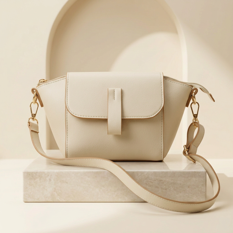 Shop an Elegant Brown Crossbody Bag for Women by Orvessa - Ivory Cream