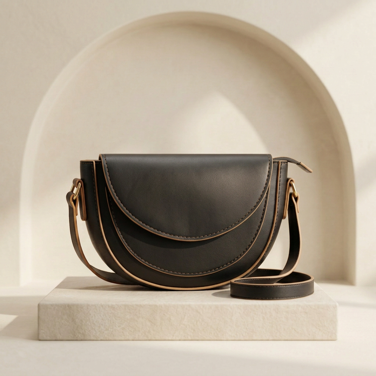 Luxury Brown Crossbody Bag for Women by Orvessa - Ink Black