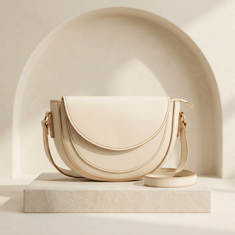 Luxury Brown Crossbody Bag for Women by Orvessa - Ivory Cream