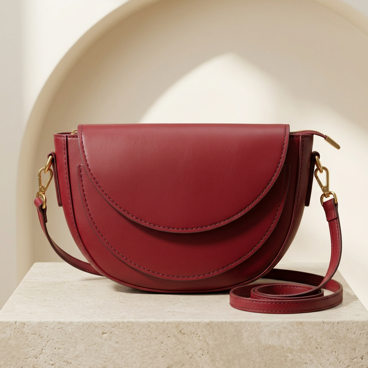 Cherry Red Saddle Crossbody Bag by ORVESSA