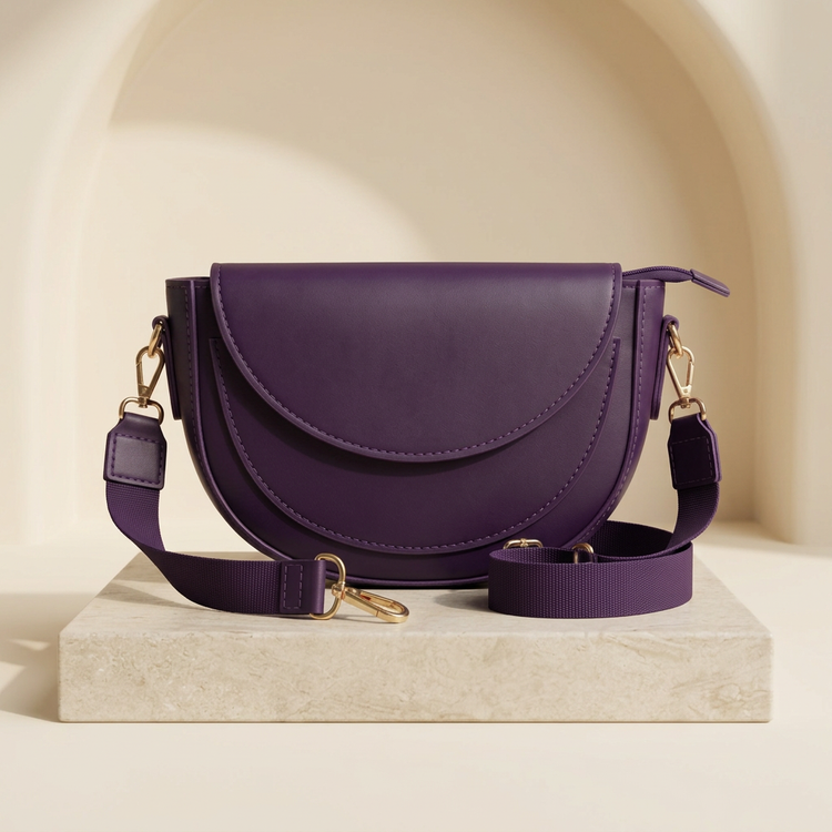 Deep Violet Saddle Crossbody Bag by ORVESSA