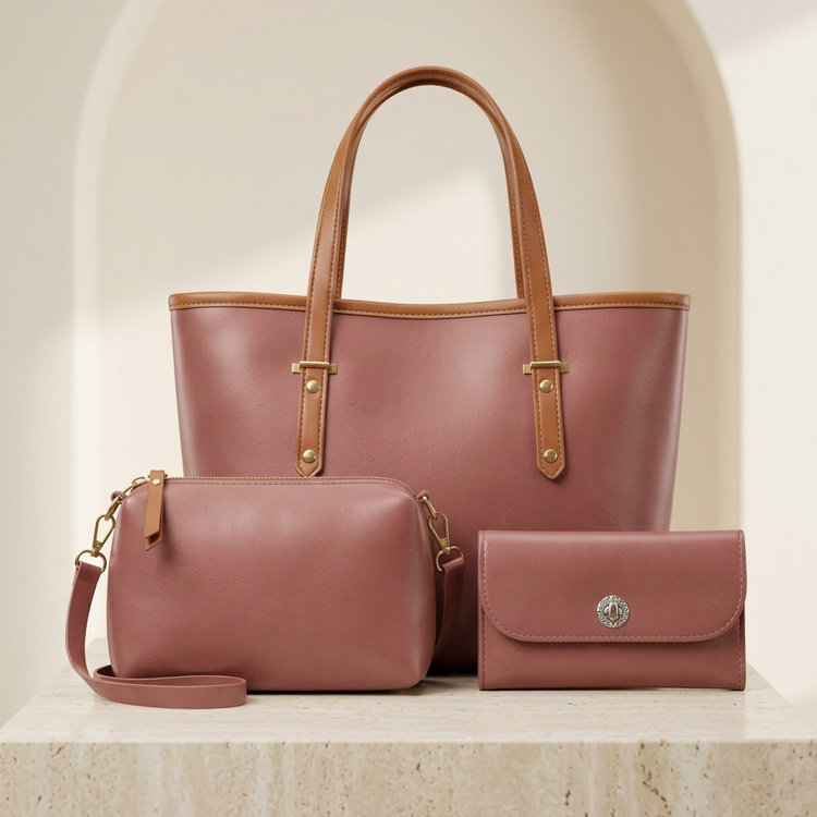 Dusty Rose Three-Piece Bag Set by ORVESSA