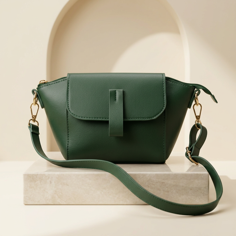 Forest Green Trapeze Crossbody Bag by ORVESSA