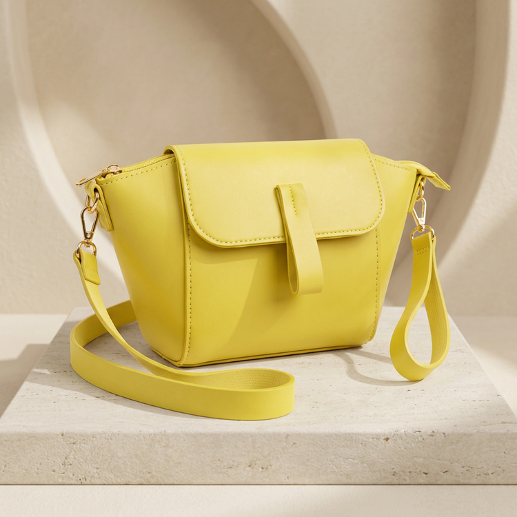 Lemon Yellow Trapeze Crossbody Bag by ORVESSA