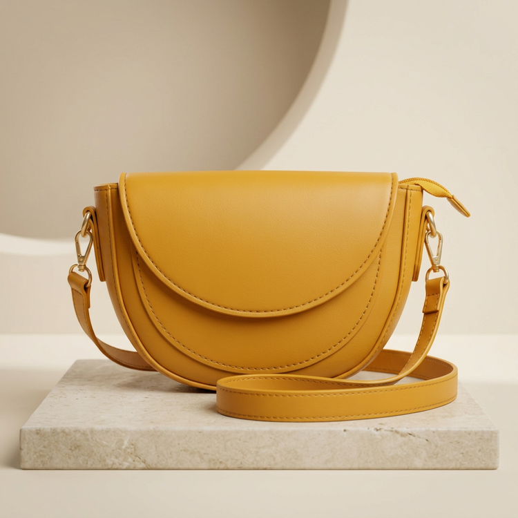 Saffron Yellow Saddle Crossbody Bag by ORVESSA