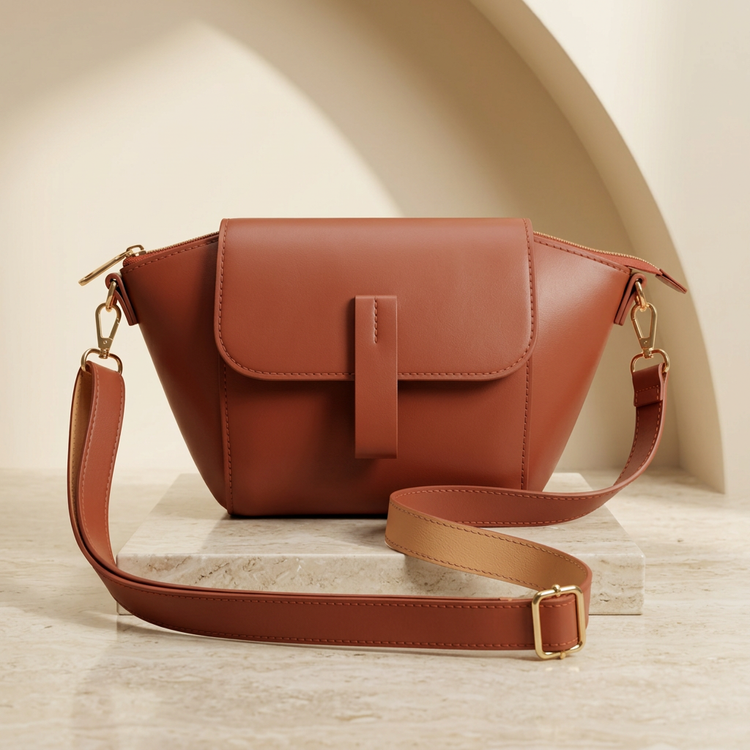 Terracotta Trapeze Crossbody Bag by ORVESSA