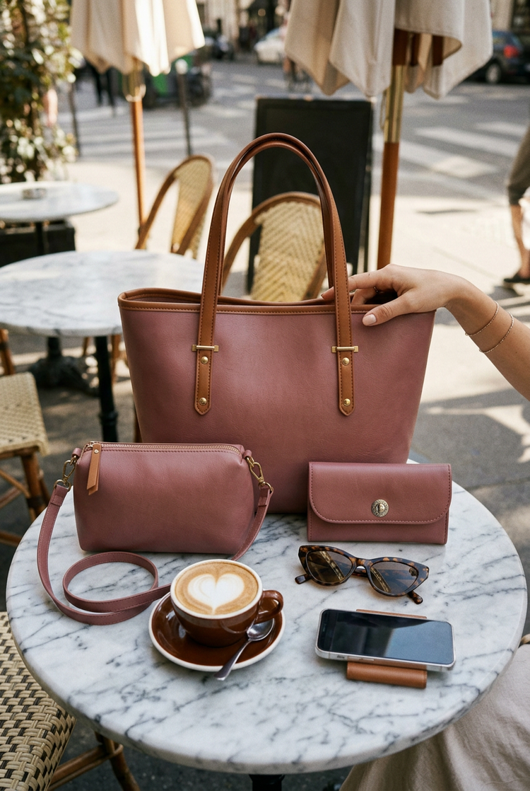 Digitally created styling idea for Elegant Tote Bag Set of 3 for Women by Orvessa, image 2