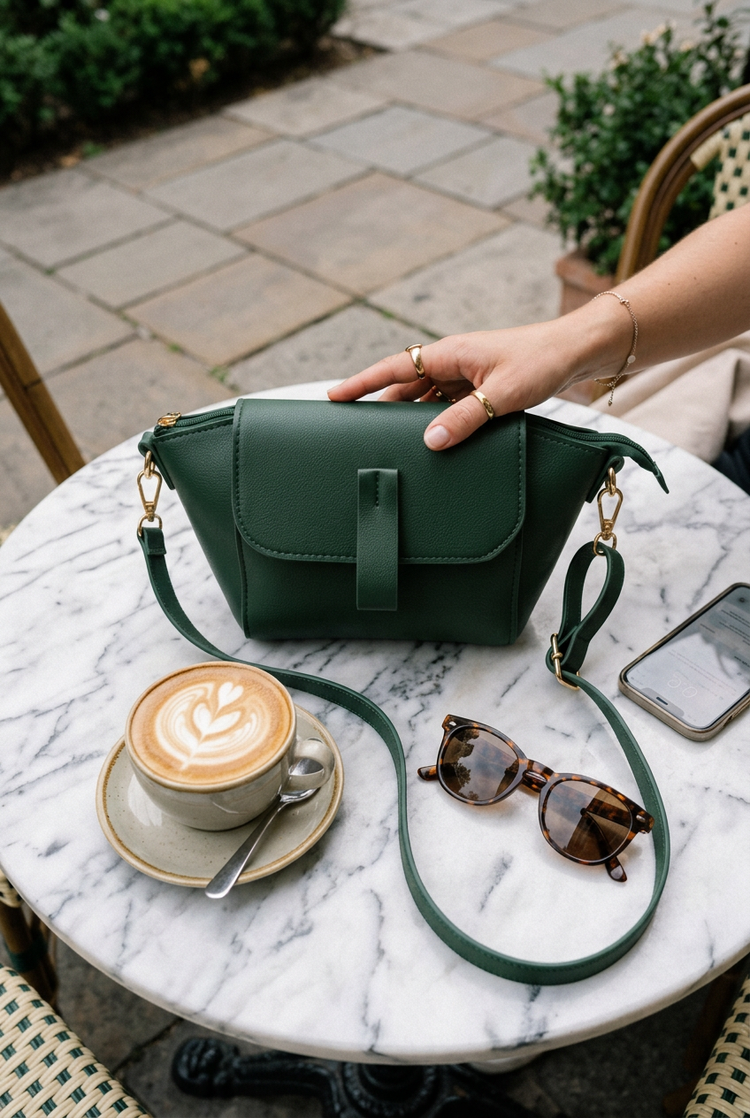 Forma Trapeze Crossbody Bag for Women by Orvessa styled in everyday life, photo 1