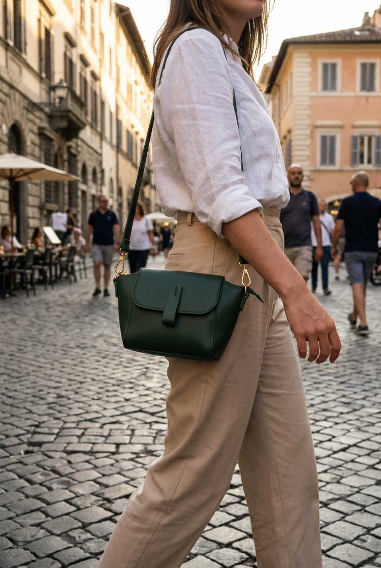 Forma Trapeze Crossbody Bag for Women by Orvessa styled in everyday life, photo 2