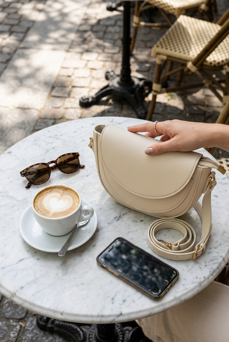 Digitally created styling idea for Aura Saddle Crossbody Bag for Women by Orvessa, image 2