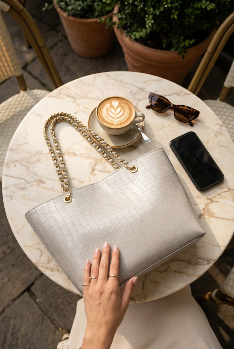 Digitally created styling idea for Textured Chain Shoulder Bag for Women by Orvessa, image 2