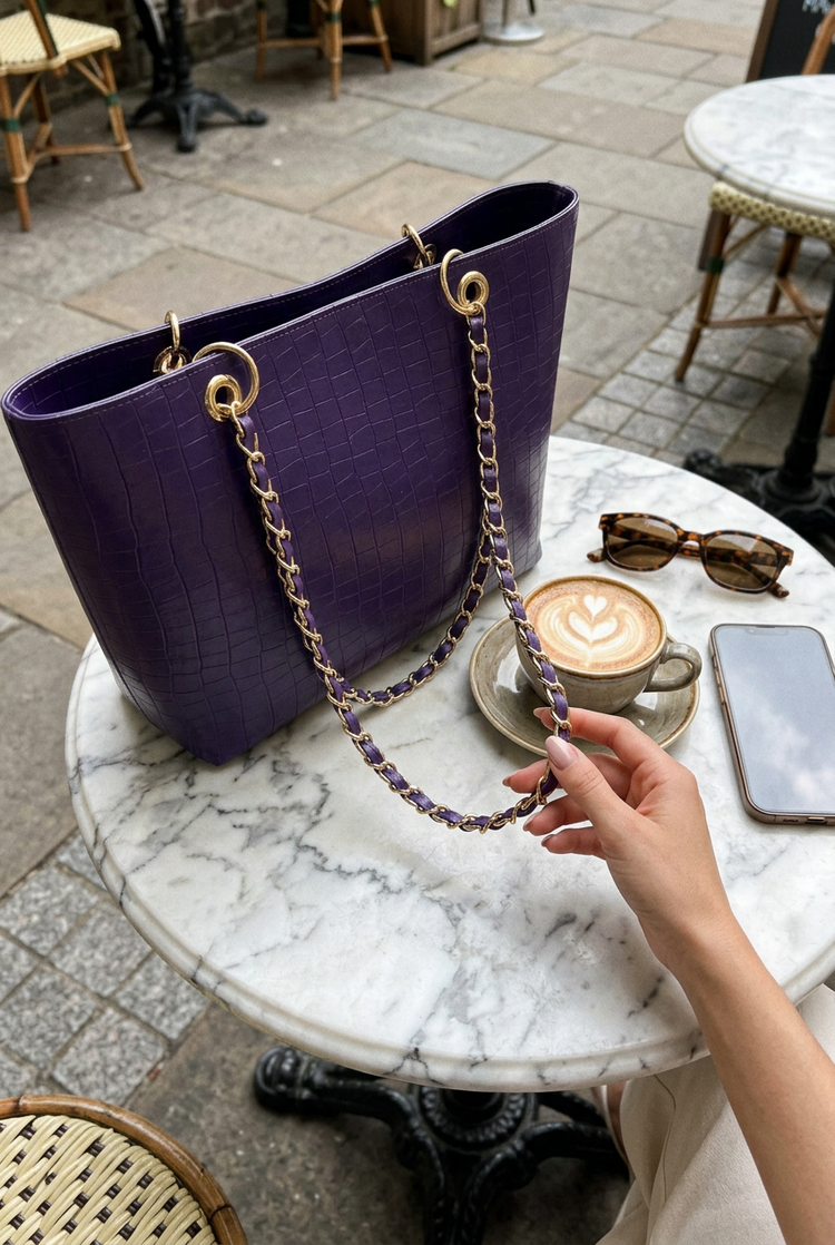 Glow Textured Chain Bag for Women by Orvessa styled in everyday life, photo 2