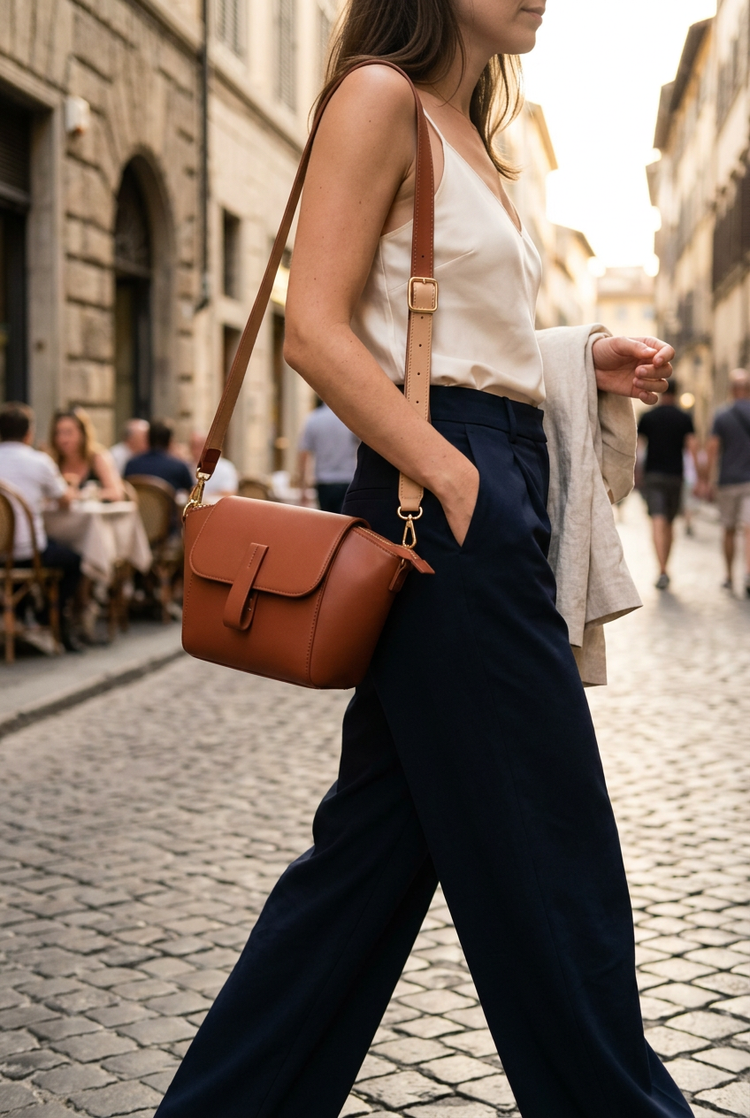 Mini Flap Crossbody Bag for Women by Orvessa styled in everyday life, photo 1