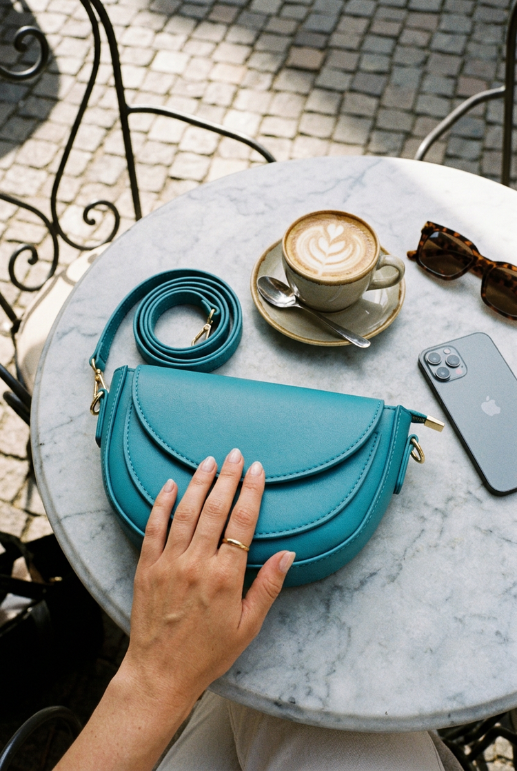 Marea Saddle Crossbody Bag for Women by Orvessa styled in everyday life, photo 1